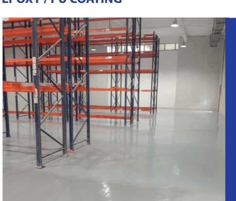 Epoxy-coated warehouse floor with racking
