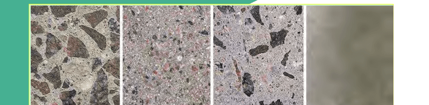 Polished concrete swatches showing finish levels